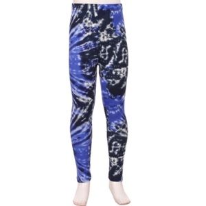 Blue and White Kids Tie Dye Leggings